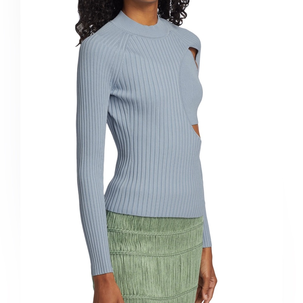 NWT JONATHAN SIMKHAI Vivianne Compact Rib Mock Neck Top - Picture 3 of 7